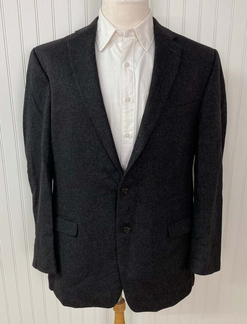 VTG Lauren Ralph Lauren 100% camel hair 2-button gray suit jacket blazer 46L